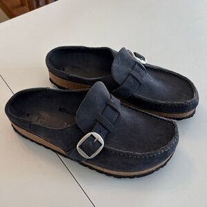 Birkenstock Gray Suede Buckley Clogs